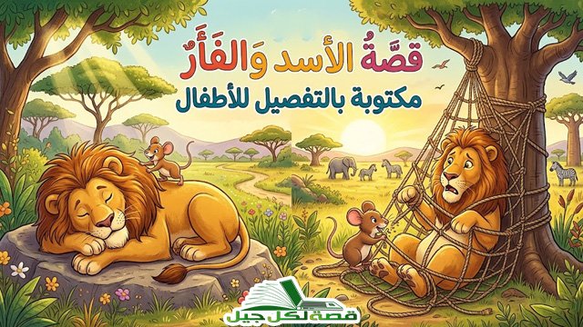 قصة الأسد والفأر مكتوبة بالتفصيل للأطفال